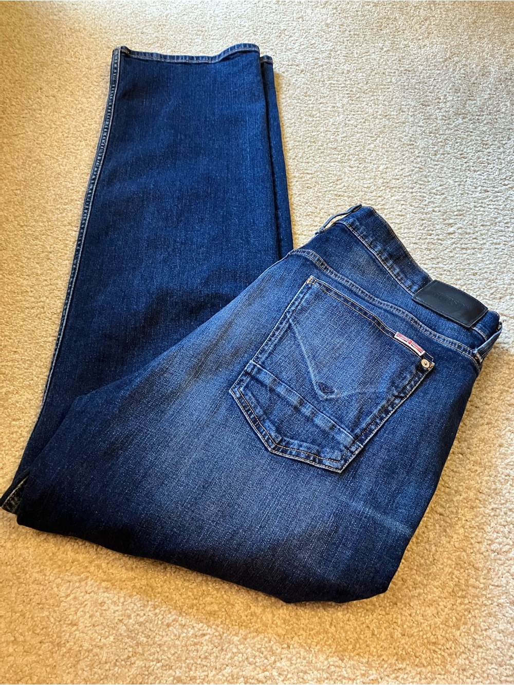 Hudson Mens Straight Denim Blue Jeans